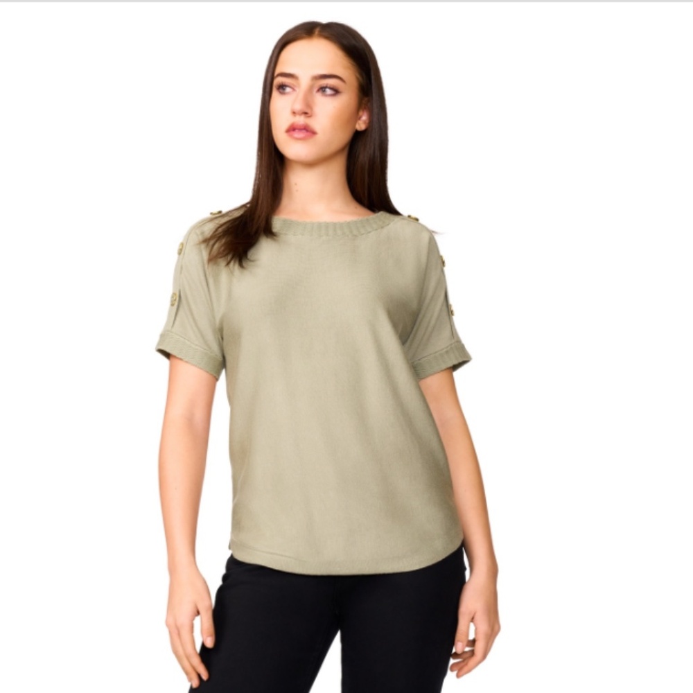 Melissa Paige Women's Button Detail Dolman Short-Sleeve Sweater-NWT - Picture 5 of 8